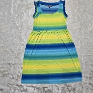 NY Collection Size S Sleeveless Tank Sundress Ruffle Colorful Beachcore Summer